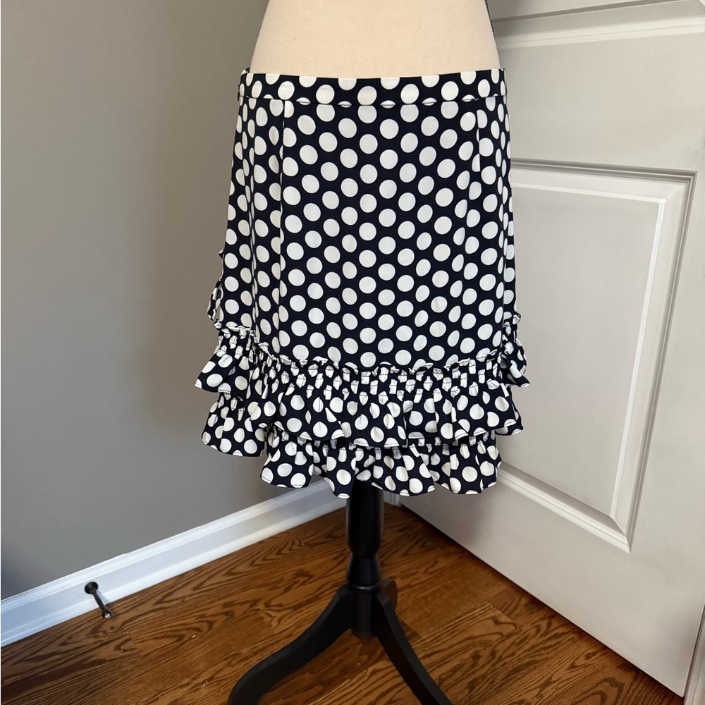 GORGEOUS J. Crew Polka Dot Ruffle Skirt - Navy and White - Picture 2 of 2